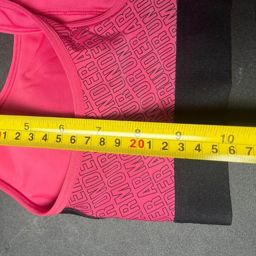 Black Pink Under Armour Sports Crossback Size M Removeable Pads Form Fitting
